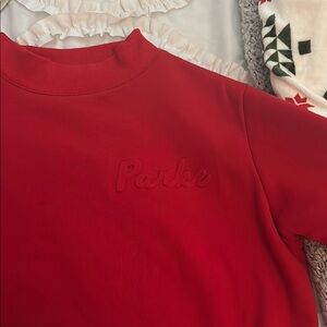 Parke Women's Red mock neck sweatshirt Valentine’s Day drop - good condition